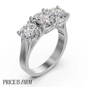 SOLID 14k white gold 3 stone Diamond Nexus ring 5.75